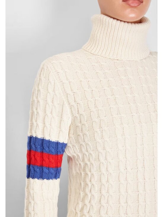 GUCCI SWEATER IVORY WOOL CASHMERE CABLE KNIT TURTLENECK sz M MEDIUM - Picture 3 of 16